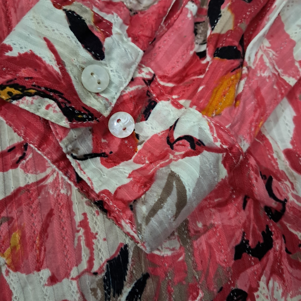 Kim Rogers 16p Cotton Floral Button-Up Blouse Shirt Top Ladies EUC - Picture 7 of 16